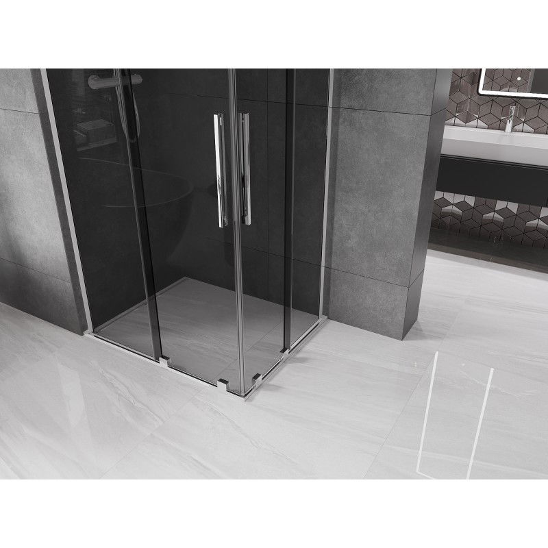 Mexen Velar L Duo Sliding Shower Enclosure 100 x 90 cm, Graphite, Chrome - 871-100-090-02-43-01