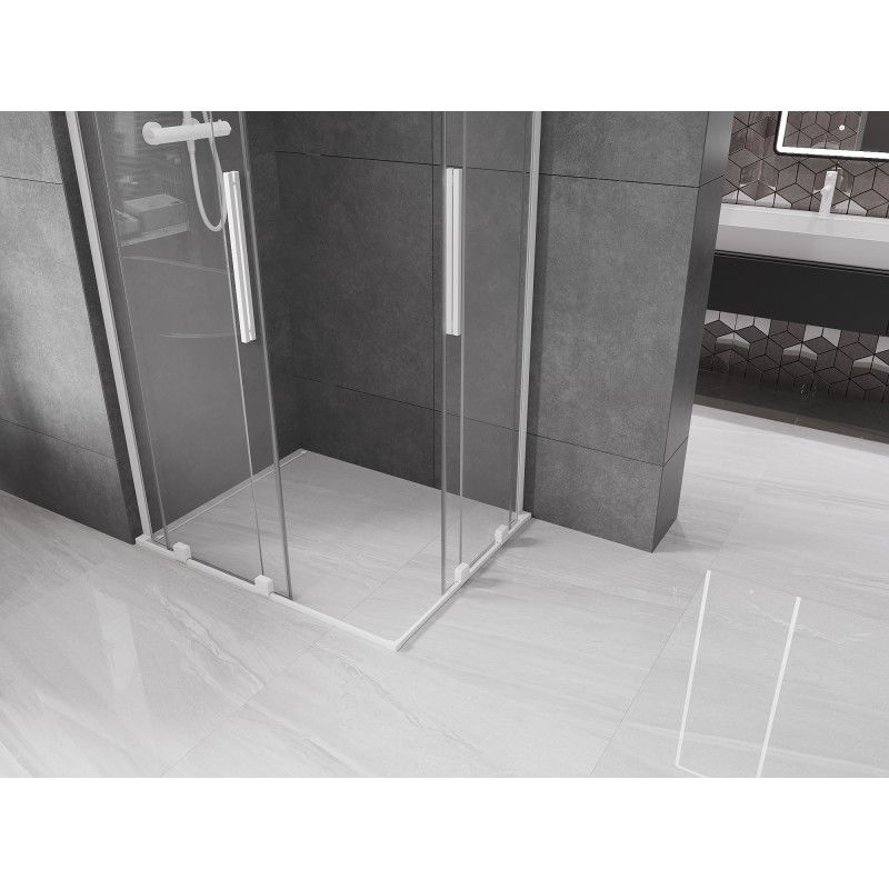 Mexen Velar L Duo sliding shower cabin 100 x 90 cm, transparent, white - 871-100-090-02-03-20
