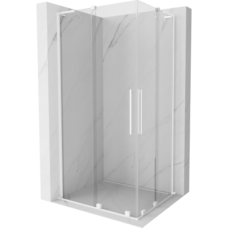 Mexen Velar L Duo sliding shower enclosure 90 x 80 cm, transparent, white - 871-090-080-02-03-20