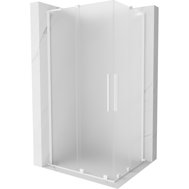 Mexen Velar L Duo Sliding Shower Cabin 90 x 80 cm, Frosted, White - 871-090-080-02-33-20