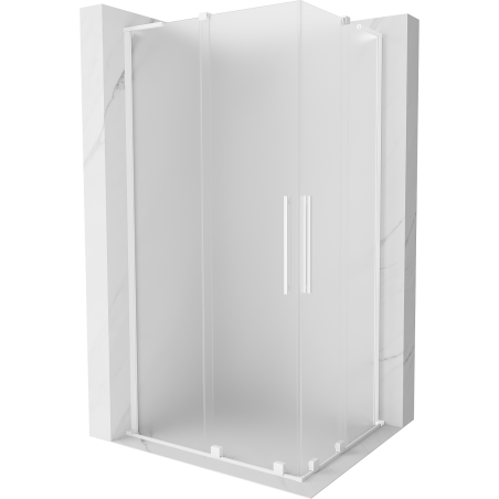 Mexen Velar L Duo Sliding Shower Cabin 100 x 90 cm, Frosted, White - 871-100-090-02-33-20