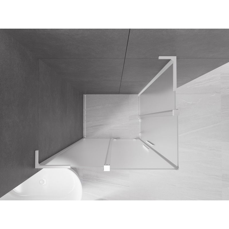 Mexen Velar L Duo Sliding Shower Cabin 90 x 80 cm, Frosted, White - 871-090-080-02-33-20
