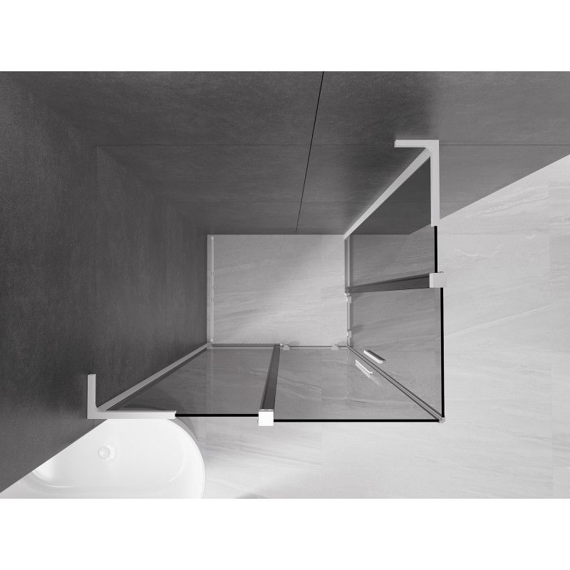 Mexen Velar L Duo sliding shower enclosure 90 x 80 cm, graphite, white - 871-090-080-02-43-20