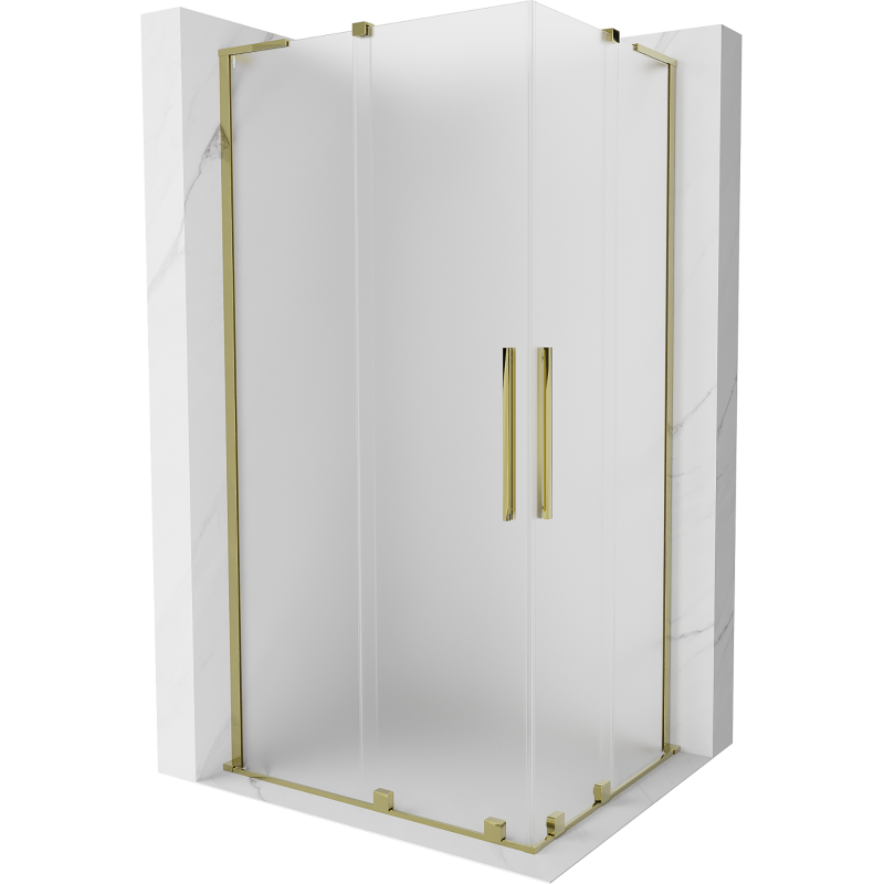 Mexen Velar L Duo sliding shower cabin 90 x 80 cm, frost, gold - 871-090-080-02-33-50