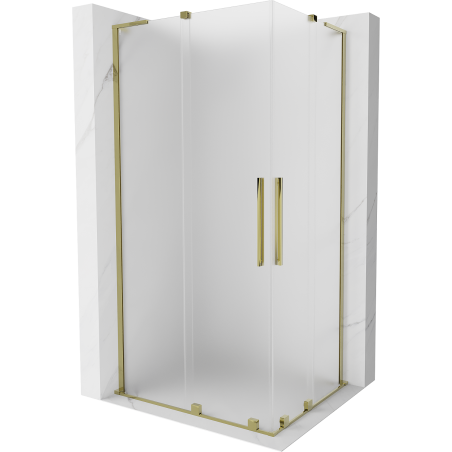 Mexen Velar L Duo sliding shower cabin 90 x 80 cm, frost, gold - 871-090-080-02-33-50