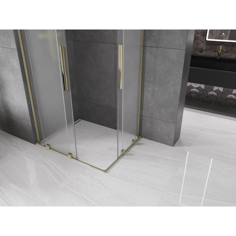 Mexen Velar L Duo sliding shower cabin 90 x 80 cm, frosted, gold - 871-090-080-02-33-50