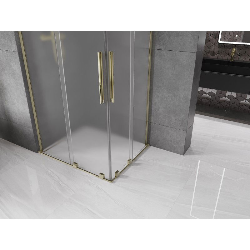 Mexen Velar L Duo sliding shower cabin 100 x 90 cm, frosted, gold - 871-100-090-02-33-50