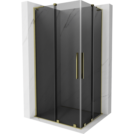 Mexen Velar L Duo sliding shower cabin 90 x 80 cm, graphite, gold - 871-090-080-02-43-50