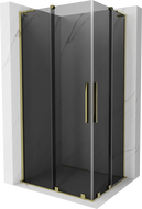 Mexen Velar L Duo sliding shower enclosure 90 x 80 cm, graphite, gold - 871-090-080-02-43-50