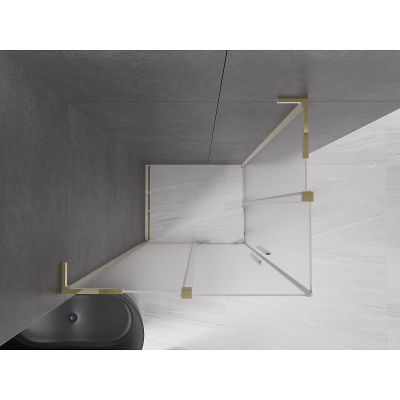 Mexen Velar L Duo sliding shower cabin 100 x 90 cm, frosted, gold - 871-100-090-02-33-50