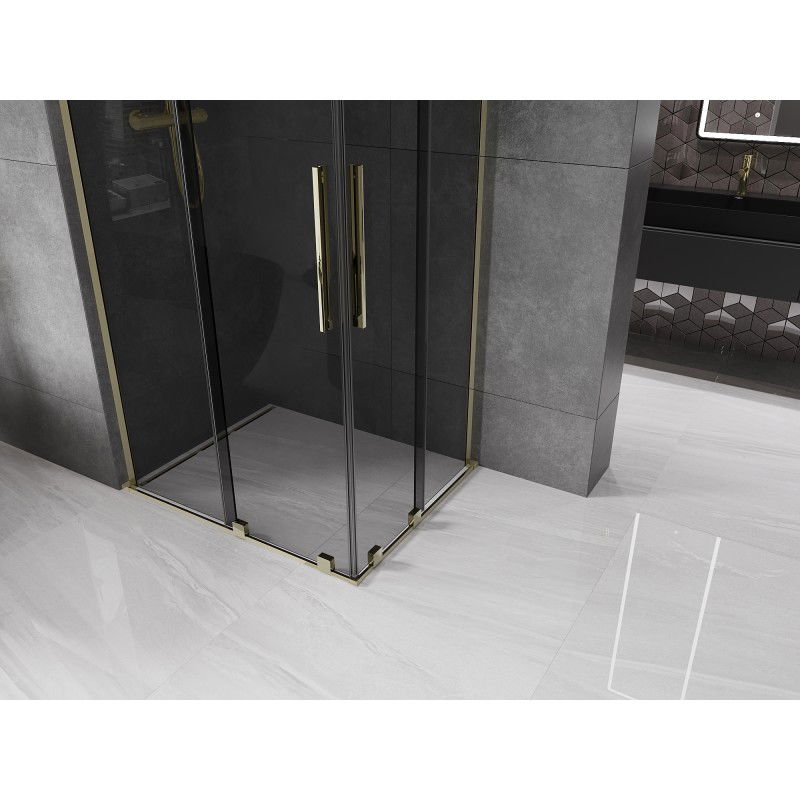 Mexen Velar L Duo sliding shower cabin 90 x 80 cm, graphite, gold - 871-090-080-02-43-50