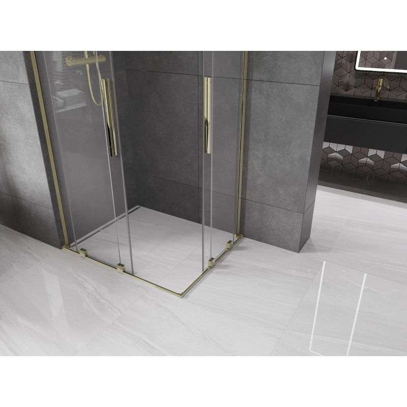 Mexen Velar L Duo sliding shower cabin 90 x 80 cm, transparent, gold - 871-090-080-02-03-50