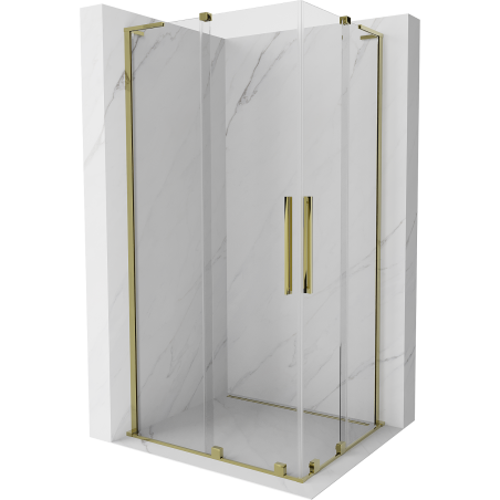 Mexen Velar L Duo sliding shower cabin 90 x 80 cm, transparent, gold - 871-090-080-02-03-50