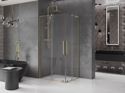 Mexen Velar L Duo sliding shower cabin 90 x 80 cm, transparent, gold - 871-090-080-02-03-50