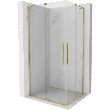 Mexen Velar L Duo sliding shower enclosure 90 x 80 cm, transparent, brushed gold - 871-090-080-02-03-55