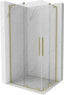 Mexen Velar L Duo sliding shower enclosure 90 x 80 cm, transparent, brushed gold - 871-090-080-02-03-55