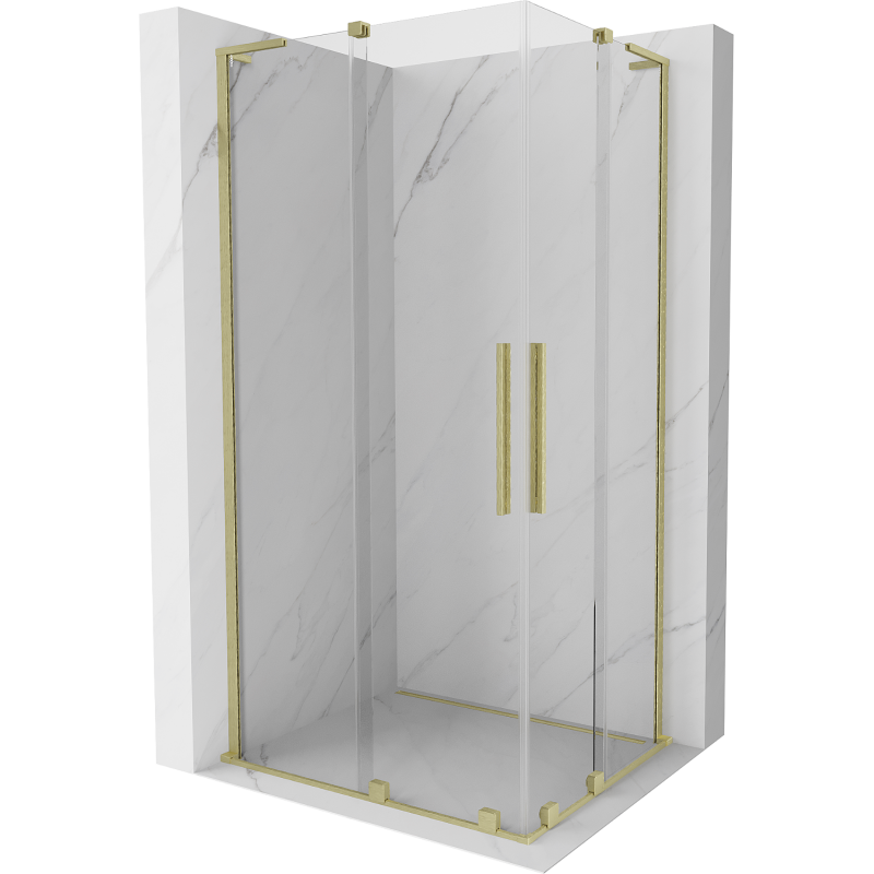Mexen Velar L Duo sliding shower cabin 100 x 90 cm, transparent, brushed gold - 871-100-090-02-03-55
