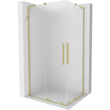 Mexen Velar L Duo sliding shower enclosure 90 x 80 cm, frost, brushed gold - 871-090-080-02-33-55