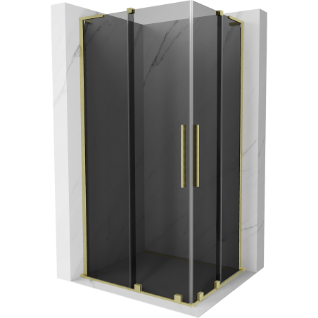 Mexen Velar L Duo sliding shower cabin 90 x 80 cm, graphite, brushed gold - 871-090-080-02-43-55