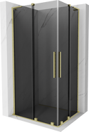 Mexen Velar L Duo sliding shower enclosure 90 x 80 cm, graphite, brushed gold - 871-090-080-02-43-55