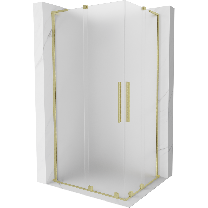 Mexen Velar L Duo sliding shower cabin 100 x 90 cm, frost, brushed gold - 871-100-090-02-33-55