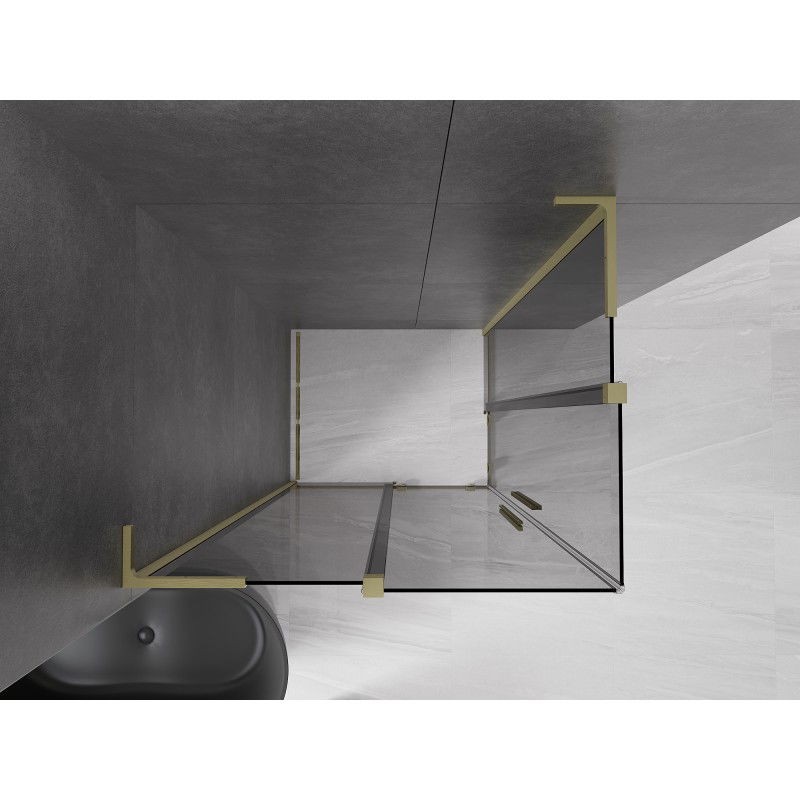 Mexen Velar L Duo sliding shower cabin 100 x 90 cm, graphite, brushed gold - 871-100-090-02-43-55