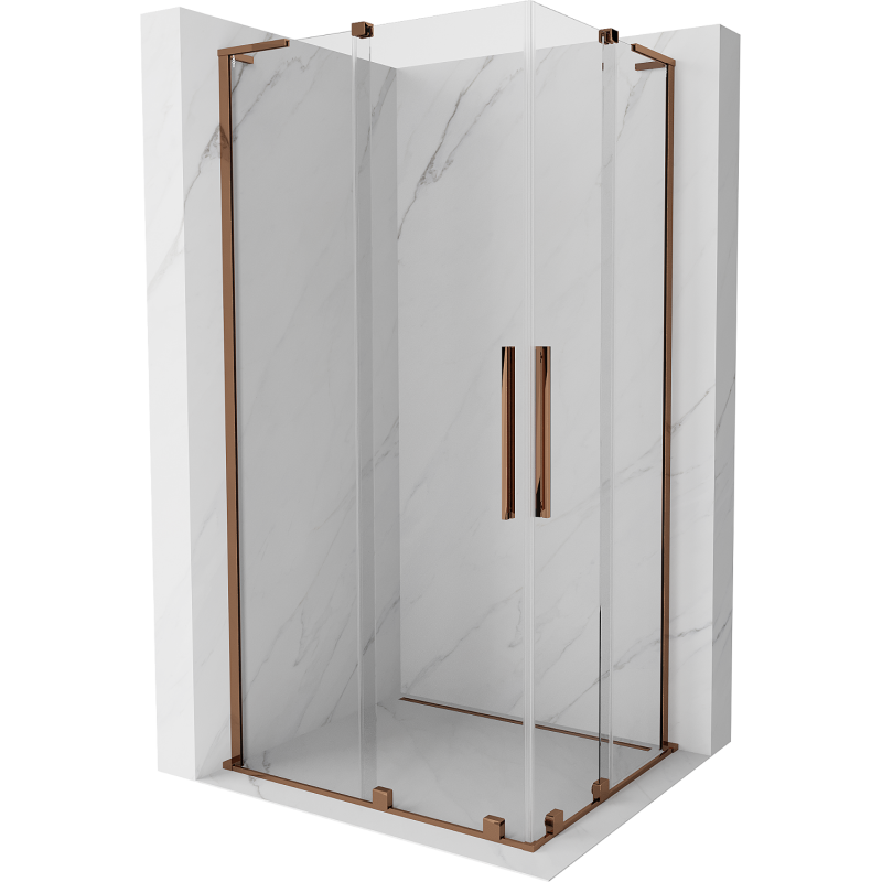 Mexen Velar L Duo sliding shower cabin 90 x 80 cm, transparent, pink gold - 871-090-080-02-03-60