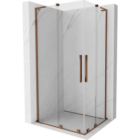 Mexen Velar L Duo sliding shower enclosure 90 x 80 cm, transparent, rose gold - 871-090-080-02-03-60