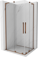Mexen Velar L Duo sliding shower enclosure 90 x 80 cm, transparent, rose gold - 871-090-080-02-03-60