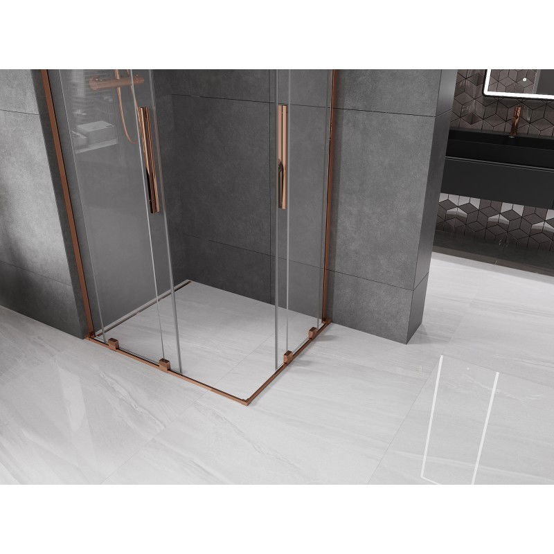 Mexen Velar L Duo sliding shower cabin 100 x 90 cm, transparent, rose gold - 871-100-090-02-03-60