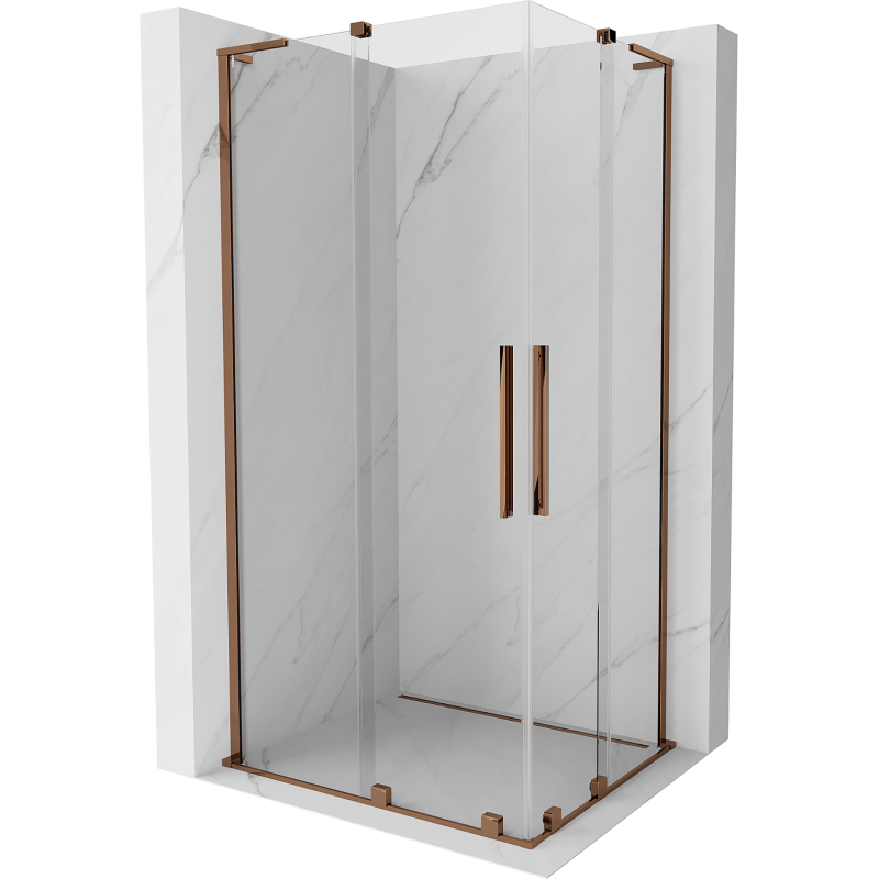 Mexen Velar L Duo sliding shower cabin 100 x 90 cm, transparent, rose gold - 871-100-090-02-03-60