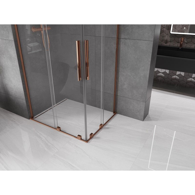 Mexen Velar L Duo sliding shower cabin 100 x 90 cm, transparent, rose gold - 871-100-090-02-03-60