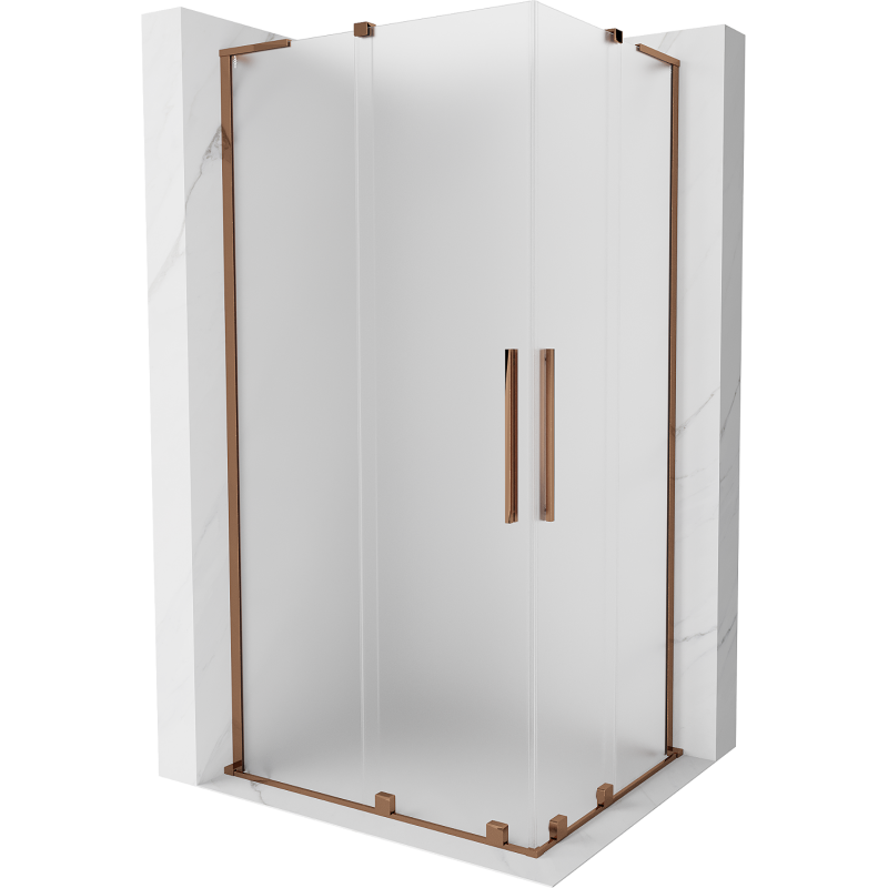 Mexen Velar L Duo sliding shower cabin 90 x 80 cm, frost, rose gold - 871-090-080-02-33-60