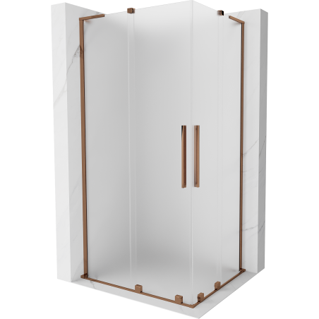 Mexen Velar L Duo sliding shower enclosure 90 x 80 cm, frost, rose gold - 871-090-080-02-33-60