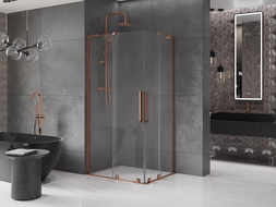 Mexen Velar L Duo sliding shower cabin 90 x 80 cm, transparent, pink gold - 871-090-080-02-03-60