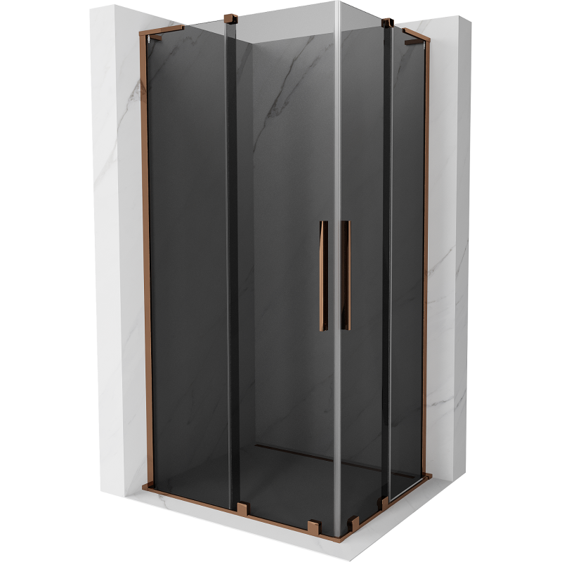 Mexen Velar L Duo sliding shower cabin 100 x 90 cm, graphite, rose gold - 871-100-090-02-43-60