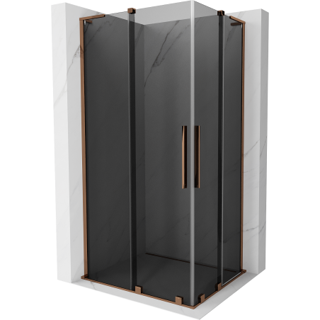 Mexen Velar L Duo sliding shower cabin 100 x 90 cm, graphite, rose gold - 871-100-090-02-43-60