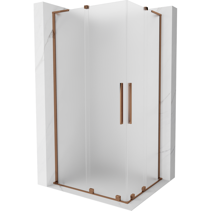 Mexen Velar L Duo Sliding Shower Cabin 100 x 90 cm, Frosted, Rose Gold - 871-100-090-02-33-60