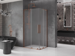 Mexen Velar L Duo Sliding Shower Cabin 100 x 90 cm, Frosted, Rose Gold - 871-100-090-02-33-60