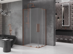 Mexen Velar L Duo sliding shower cabin 90 x 80 cm, frost, rose gold - 871-090-080-02-33-60