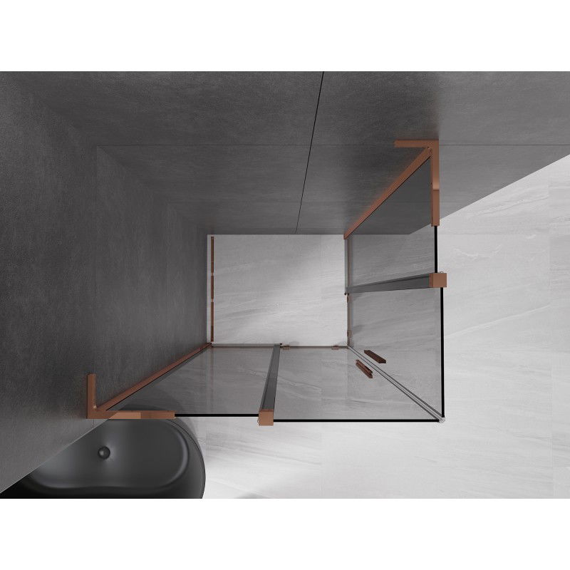 Mexen Velar L Duo sliding shower cabin 100 x 90 cm, graphite, rose gold - 871-100-090-02-43-60