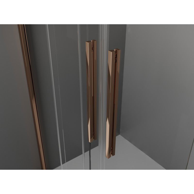 Mexen Velar L Duo sliding shower cabin 90 x 80 cm, frost, rose gold - 871-090-080-02-33-60