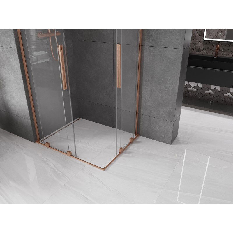 Mexen Velar L Duo sliding shower cabin 90 x 80 cm, transparent, brushed copper - 871-090-080-02-03-65