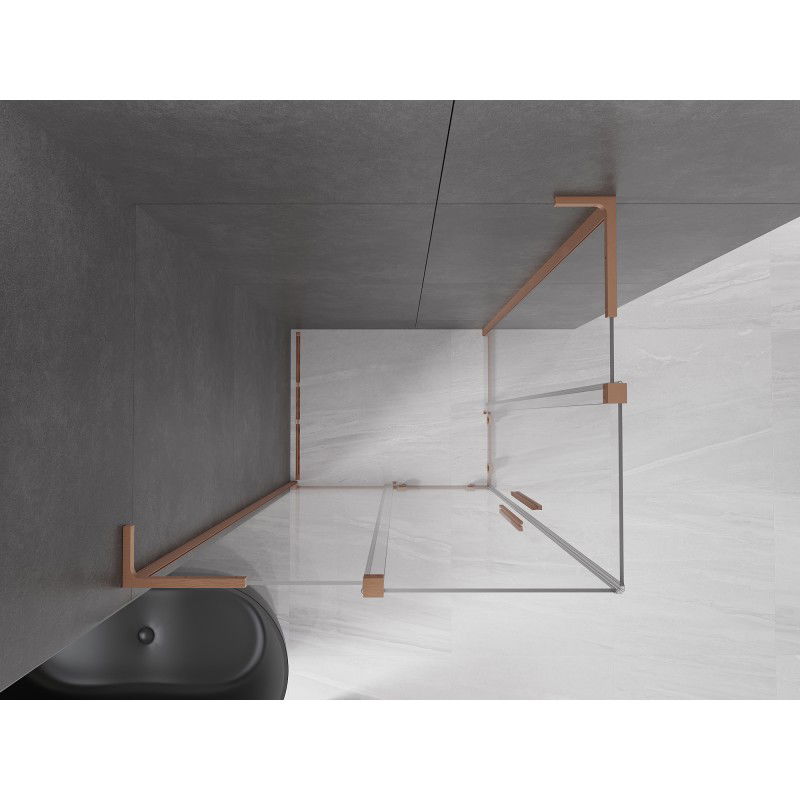 Mexen Velar L Duo sliding shower cabin 90 x 80 cm, transparent, brushed copper - 871-090-080-02-03-65