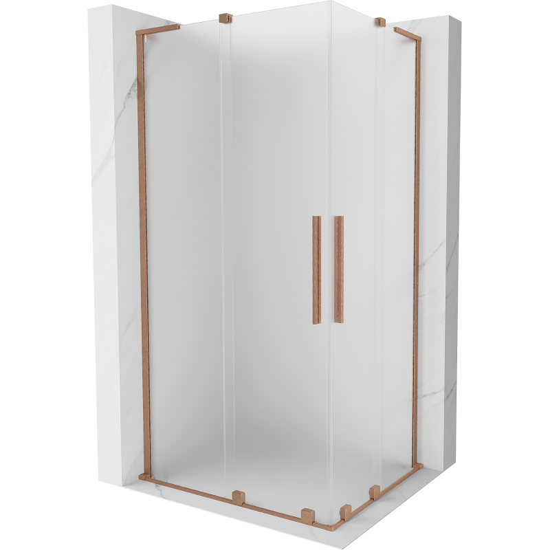 Mexen Velar L Duo sliding shower cabin 100 x 90 cm, frost, brushed copper - 871-100-090-02-33-65