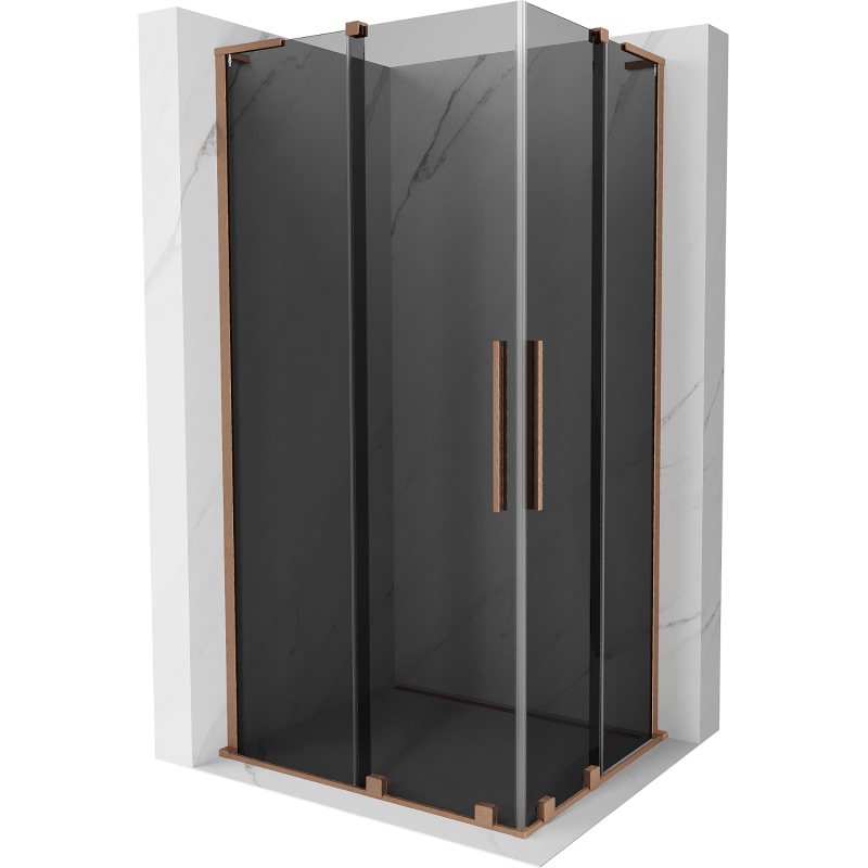 Mexen Velar L Duo sliding shower cabin 90 x 80 cm, graphite, brushed copper - 871-090-080-02-43-65