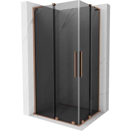 Mexen Velar L Duo Sliding Shower Enclosure 90 x 80 cm, graphite, brushed copper - 871-090-080-02-43-65