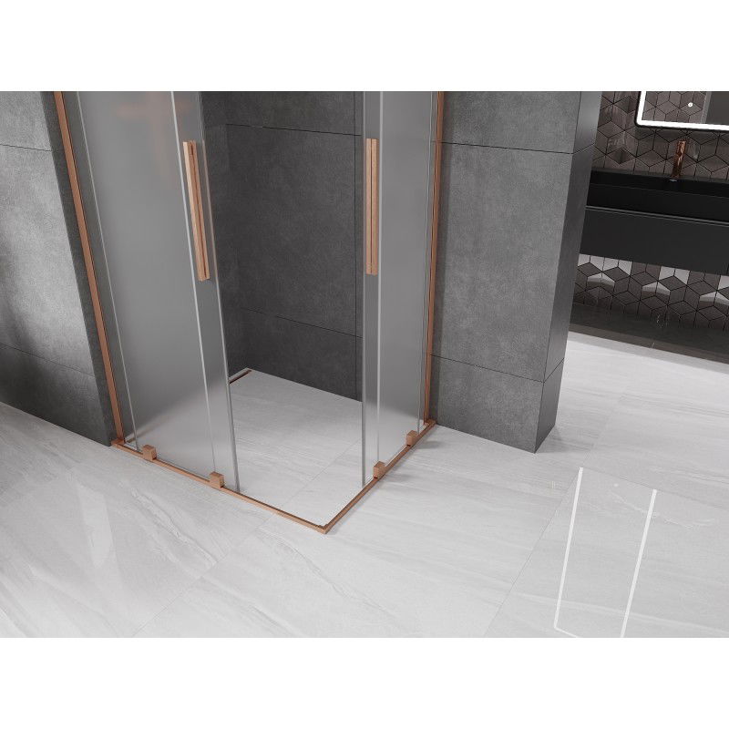 Mexen Velar L Duo sliding shower cabin 90 x 80 cm, frost, brushed copper - 871-090-080-02-33-65