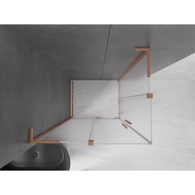 Mexen Velar L Duo Sliding Shower Enclosure 100 x 90 cm, Frosted, Brushed Copper - 871-100-090-02-33-65