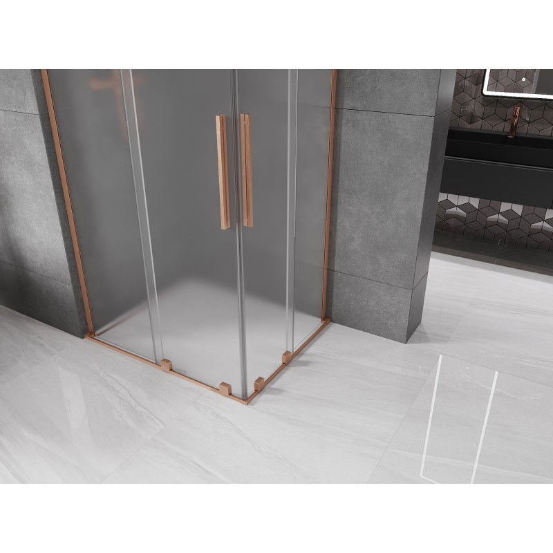Mexen Velar L Duo sliding shower cabin 90 x 80 cm, frost, brushed copper - 871-090-080-02-33-65